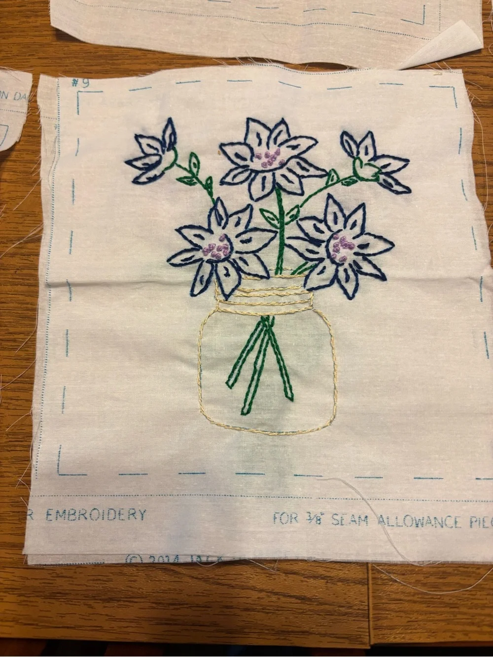 Hand Embroidered Quilt Floral Blocks 12ct